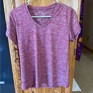 Women's Heathered Pink V-Neck Top